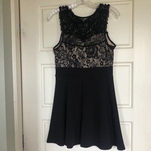Black Lace & Knit Mini Dress - Medium